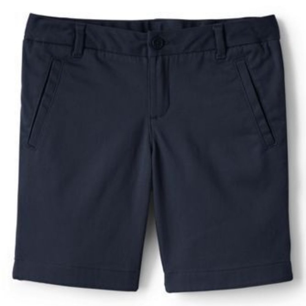NWT LANDS' END GIRLS STRETCH‎ CHINO BERMUDA SHORTS CLASSIC NAVY 5